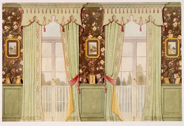 Elegant Drawing Room Curtains with Elaborate Pelmet